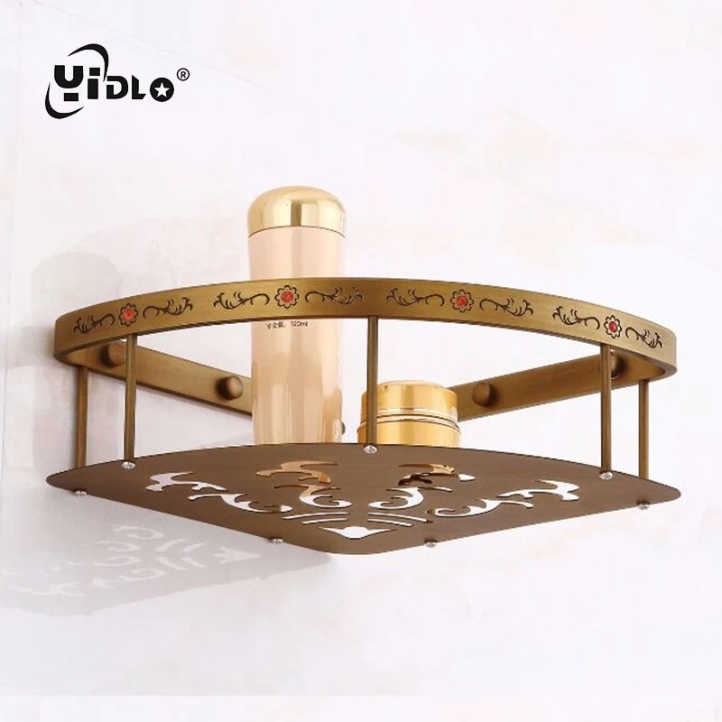 

Bathroom Shelves Single Layer Imitation Bronze Shower Corner Hanger Bathroom Shampoo Soap Storage Hanging Household Tools