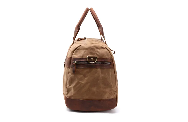 SIDE DISPLAY of Woosir Waterproof Oil Waxed Canvas Weekender Tote