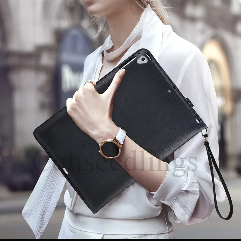 

For iPad 9.7 2018 case A1893 A1954 leather case with auto sleep/wake up with portable hand strip case for iPad 9.7 2018