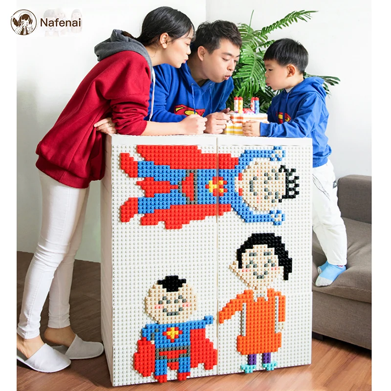 

DIY Building Blocks drawer organizer with wheel plastic container help baby storage toy box and clothes storage box for bedroom