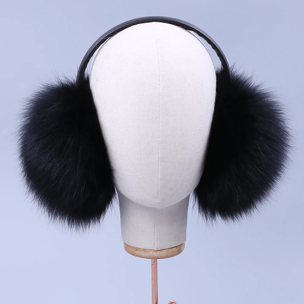 

Winter Women Men Uninsex Warm Real fox Earmuffs double-faced Fur Girl's Earlap Ultralarge Imitation Lady Plush Ear Muff Fluffy