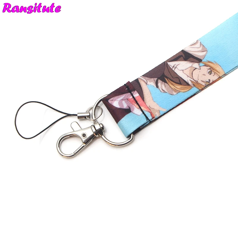 Ransitute R324 Fullmetal الخيميائي أنيمي الحبل الرقبة حزام للمفاتيح ID بطاقة أحزمة هاتف المحمول شارة حامل DIY شنق حبل