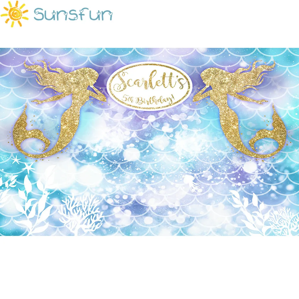Sunsfun 5x3 фута синий фон для фотосъемки новорожденных под морем Русалка волна дня