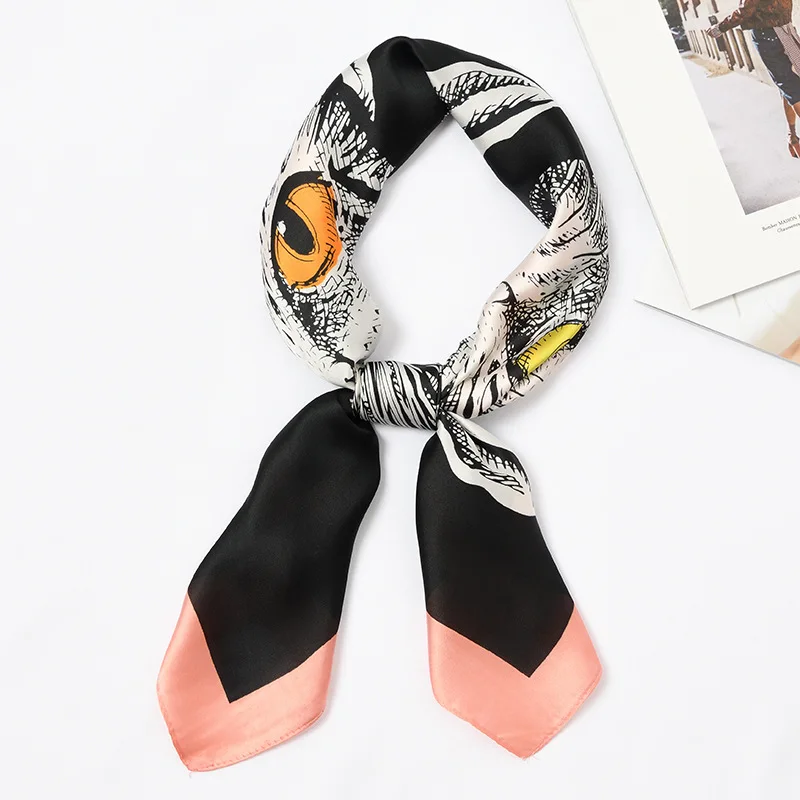 

Women Silk Print Foulard Cartoon Cat Square Scarf for Female Girl Cute Head Scarf Neck Wear Stylish Bandana NEW [3946]