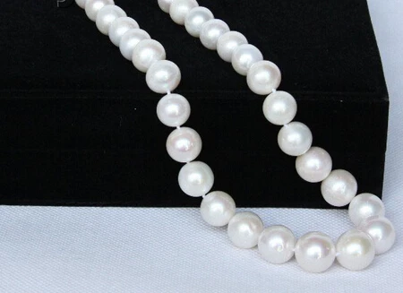 

huij 004907 natural 17" 14mm round white pearls necklace 14K