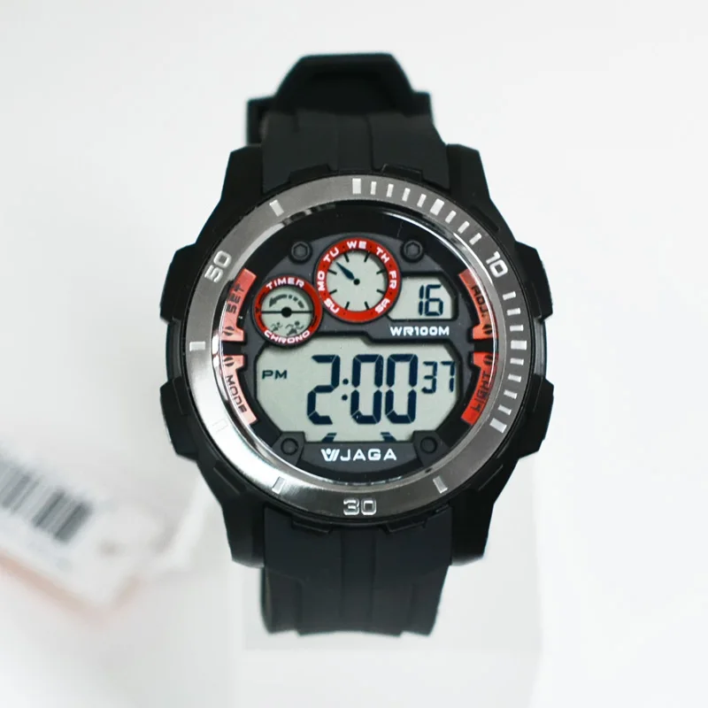 JAGA мужские спортивные часы водонепроницаемые Модные Повседневные цифровые часы цифровые военные многофункциональные мужские спортивные часы M1065