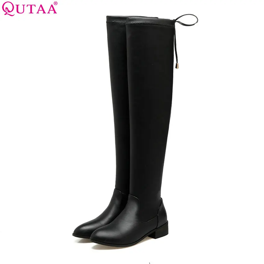 Talons Pointu De Mode À Bottes 34 Sélections Bout Qutaa 2017 Black Taille Hauts Slip Scrub Haut Toutes Troupeau Sur Les Pu Carré Femmes gris Genou 43 Le black WZwqz17wa