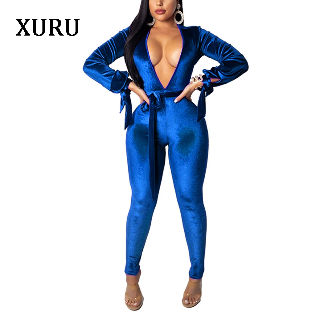 tight velvet jumpsuit