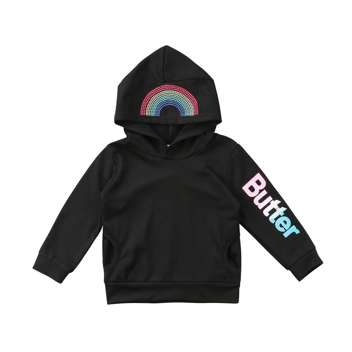 Kid Baby Girl Black New Warm Hooded Sweatshirt Long Sleeve Outwear Sweatshirts Jumperin Hoodies