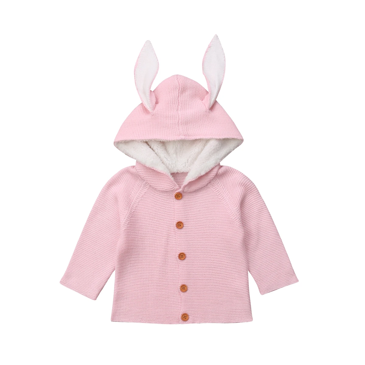 Симпатичные новорожденных малышей Одежда для детей; малышей; девочек мальчик с длинным рукавом вязаный свитер 3D Кролик уха с капюшоном кардиганы пальто верхняя одежда