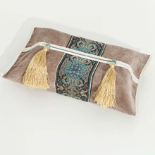 Элегантная китайская Лоскутная кружевная ткань, Обложка для коробки, домашняя Автомобильная бархатная ткань, салфетка, бумажный набор, кисточка, съемный чехол для лицевой ткани