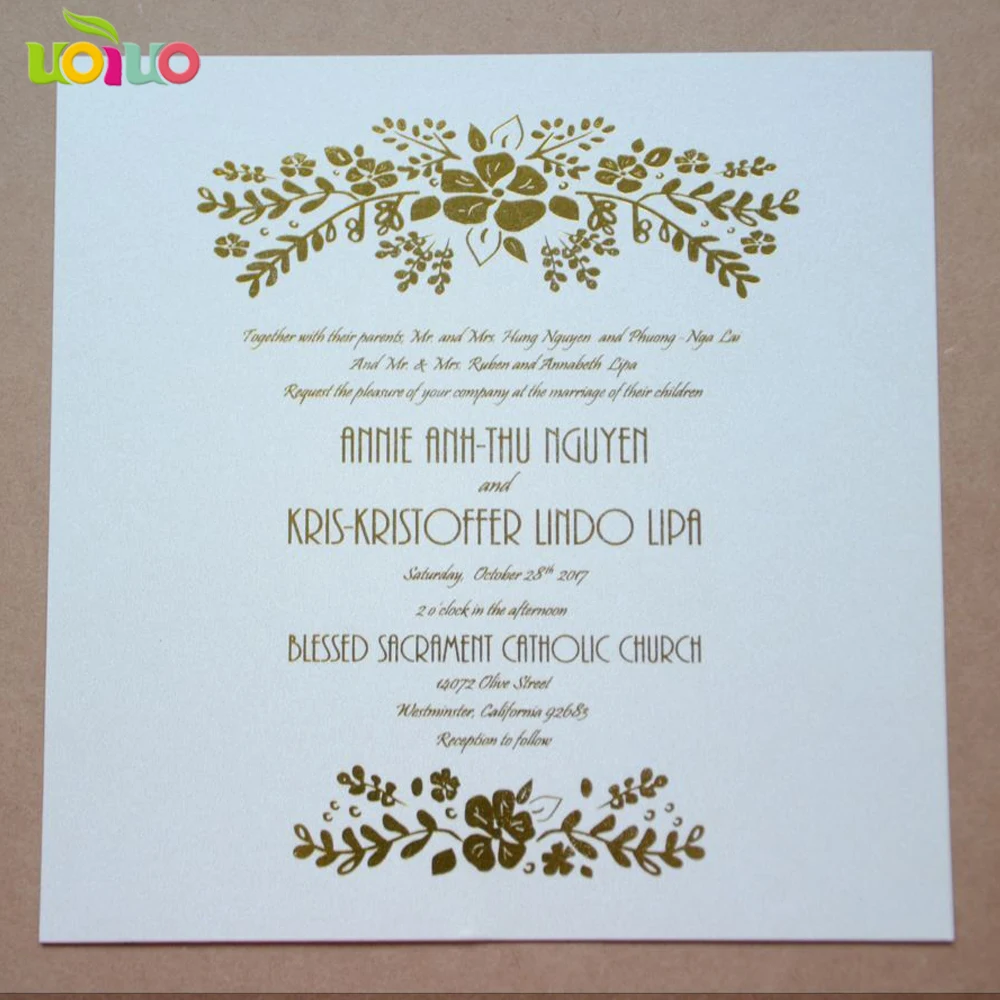 

hot sell hot foil ,gold stamp words,text on insert card ,on invitation card customized,on envelope and rsvp card,thank you card,