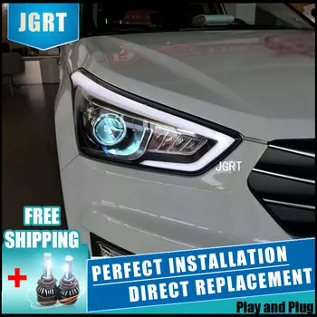 

2PCS LED Headlights For hyundai ix25 2015 Car Led Lights Double Xenon Lens Car Accessories Daytime Running Lights Fog Light