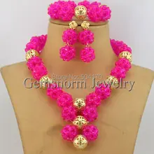 Новая розовая африканская бижутерия, комплект ручной работы, индийские нигерийские Свадебные бусы, ювелирный набор, новинка,, GS165