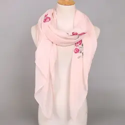 Новинка зимы Дизайн Для женщин вышивать Цветочные Хлопок Глушитель вискоза платки хиджаб снуд платок Обёрточная бумага платки