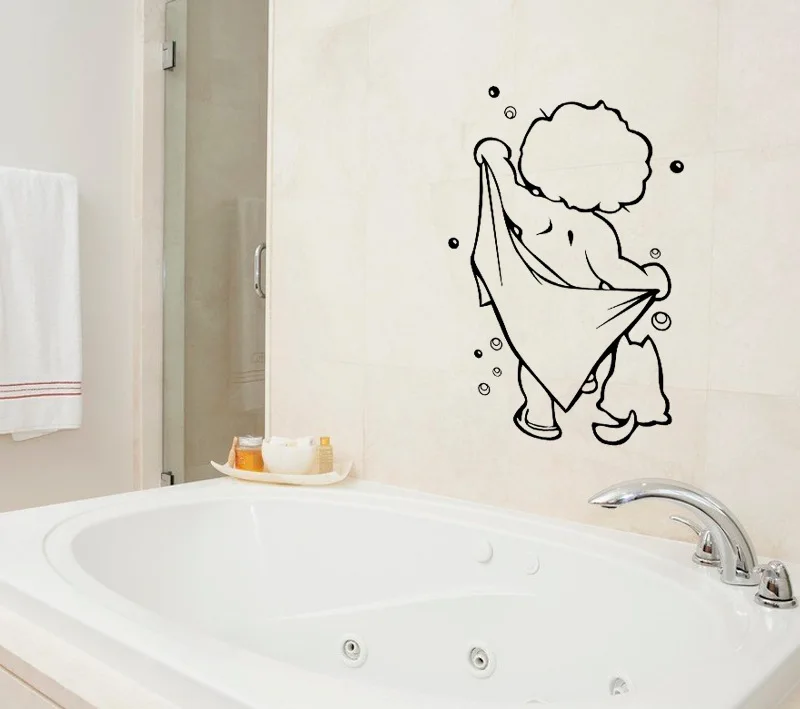 Shower Glass Door Stickers Kids Bathing Wall Stickers Cute Waterproof Removable for baby Bathroom Decor Stickers Wall Art Decals