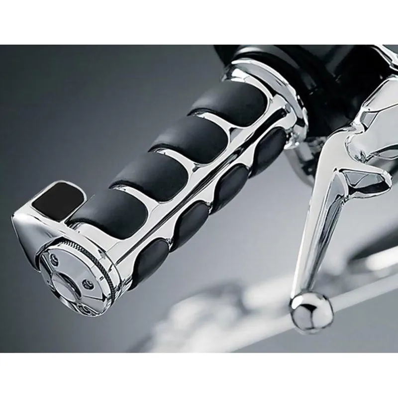 2x 1 inch Chrome Throttle Assist Bar Ends Motorcycle Rubber 1