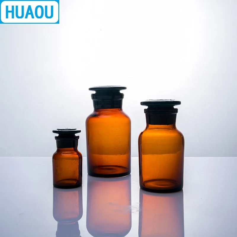 Флакон реагент HUAOU с широким горлом 30 мл со стеклянной пробкой лабораторное