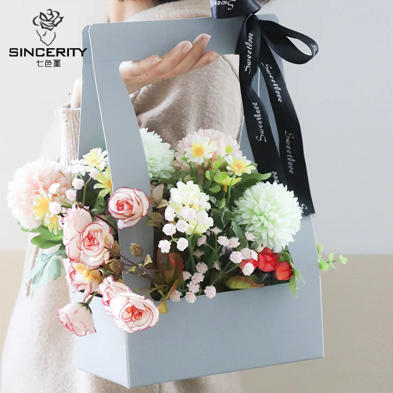 

24*12*42.5cm Flower Packaging Florist Bouquet Floral Gift Wrapping Paper Gift Box Flowers Waterproof Portable Flower Basket
