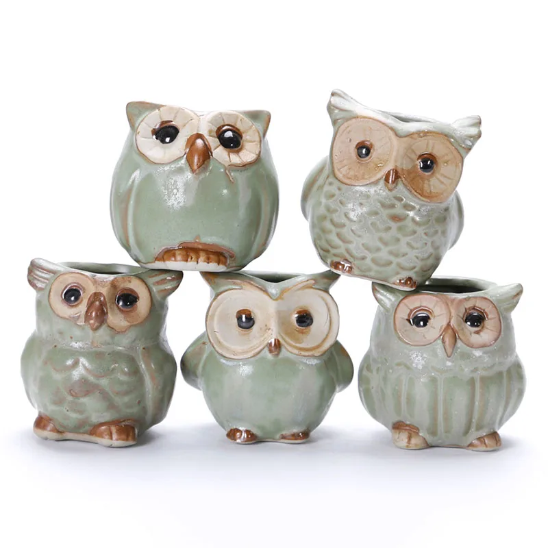 

5pcs Cute Hot Ceramic Flower Pot Owl Shape Succulent Plant Container for Garden Home Decoration Hogard MA18