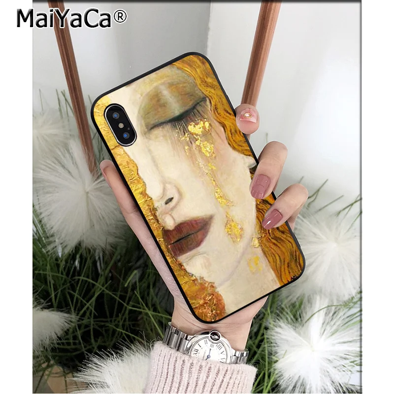MaiYaCa Gustav Klimt Art Силиконовый ТПУ мягкий черный чехол для телефона для iPhone 8 7 6 6S Plus 5 5S SE XR X XS MAX Coque Shell