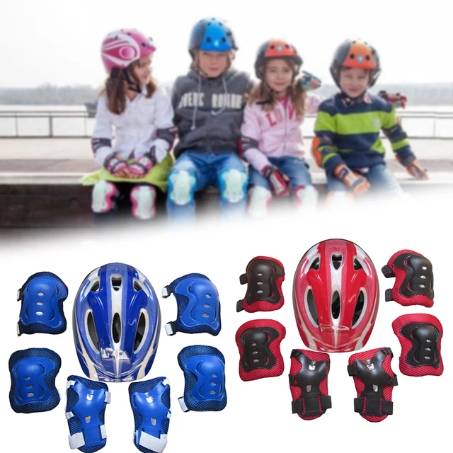 US $11.15 7 Pcs Kid Child Roller Skating Bike Helmet Knee Wrist Guard Elbow Pad Set for Bicycle Helmet Protec