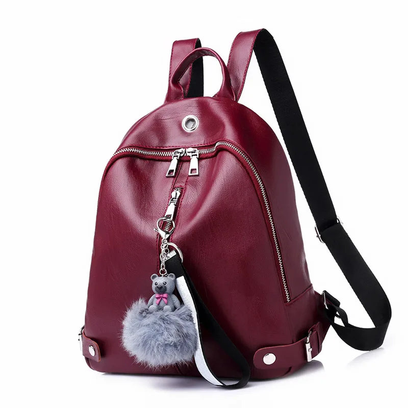 Модные женские плюшевые кулон из искусственной кожи рюкзак Для женщин Повседневное рюкзак для подростков школьные сумки молния дорожная