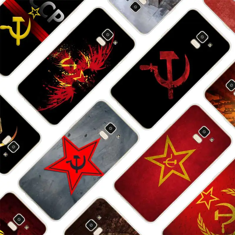 

Silicone Soft Phone Case Red Soviet Union USSR Grunge Flag For Samsung Galaxy j8 j7 j6 j5 j4 j3 Prime Plus 2018 2017 2016