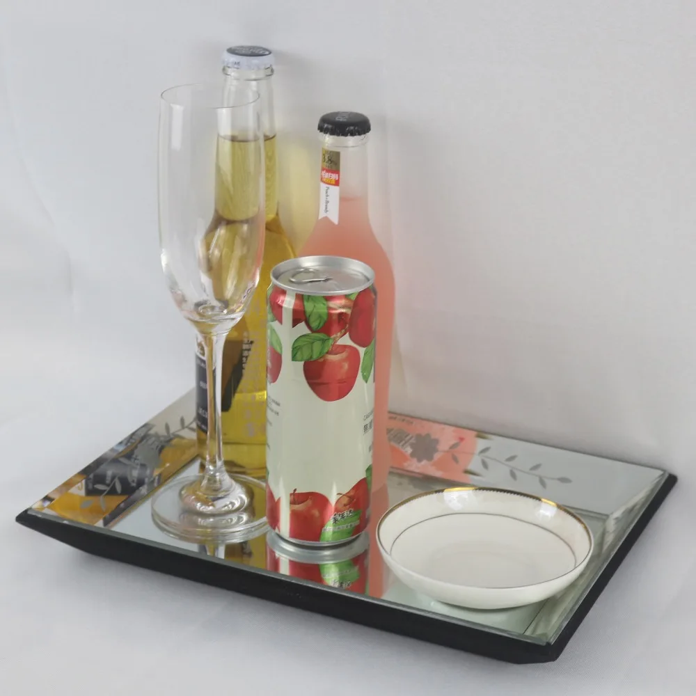 

Glass Mirrored Tray Venice Style Wine Glass Storage Large Tray Fruit & Candy Plate Tray