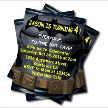 14 шт./лот на заказ Бэтмен приглашения на день рождения Baby shower приглашает детей и взрослых супергерой поставщик праздничных украшений
