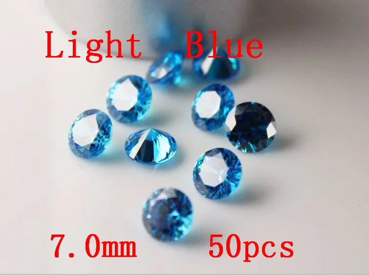 

MRHUANG Jewelry Supplies Light Blue AAA Cubic Zirconia 7/8/9/10mm Round Zirconia DIY Jewelry Findings Supplies