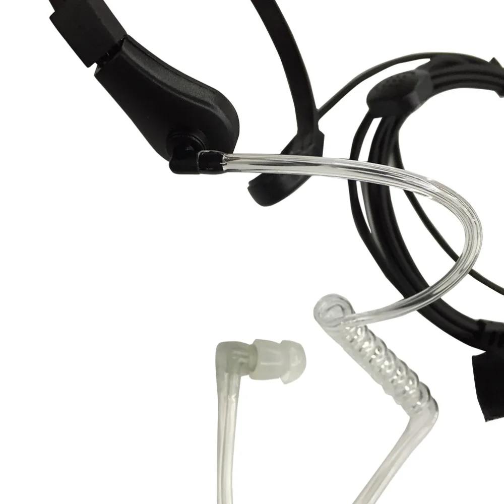 Throat Mic Microphone Covert Acoustic Tube Earpiece Headset with Finger PTT for 2-pin Midland Alan Radio (1)
