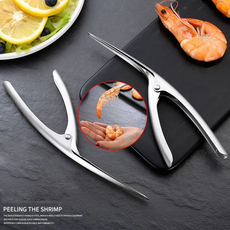 

304 Stainless Steel Shrimp Peeler Deveiner Peel Device Portable Seafood Tools Creative Kitchen Gadget Fast Remover Prawn Peeler