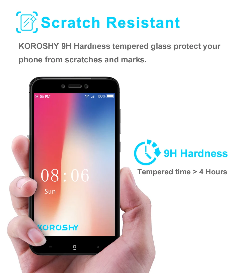 KOROSHY 9H Tempered Glass for Xiaomi Redmi 4X Redmi4X 4 X Screen Protector Real 2.5D Full Cover Toughened Glass Film (5)