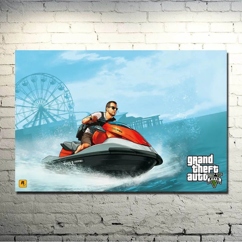 Grand Theft Auto V видеоигры GTA 5 художественная шелковая ткань плакат печать 13x20 32x48 дюймов настенные картины(нажмите, чтобы увидеть больше)-1 - Цвет: click