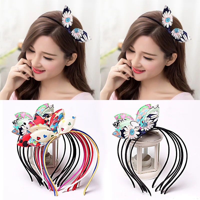 

New 1pc Random Fashion Women Girls Bow Rabbit Ears Hairbands Colorful Lovely Hair Accessories