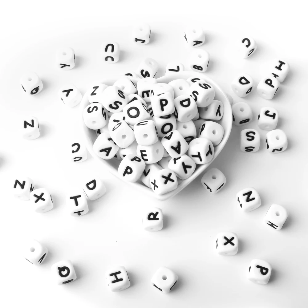 

Keep&Grow 40pcs 12MM Silicone Letters Beads Baby Teething Teethers English Alphabet Letter Beads BPA Free Baby Shower Gifts