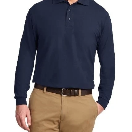 Port Authority K500LS Mens Long Sleeve Silk Touch Polo T-Shirt Navy - Extra Small (1)