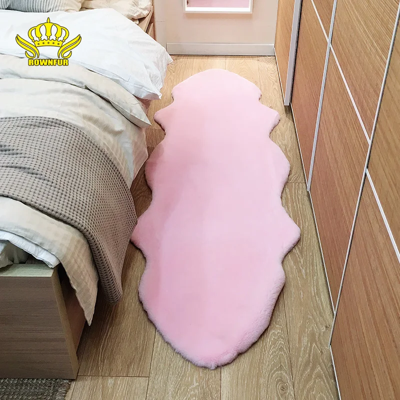 Pink ROWNFUR искусственный ковер для гостиной спальни дома пушистые коврики искусственный мех моющийся лохматый пол коврики Мода - Цвет: Pink