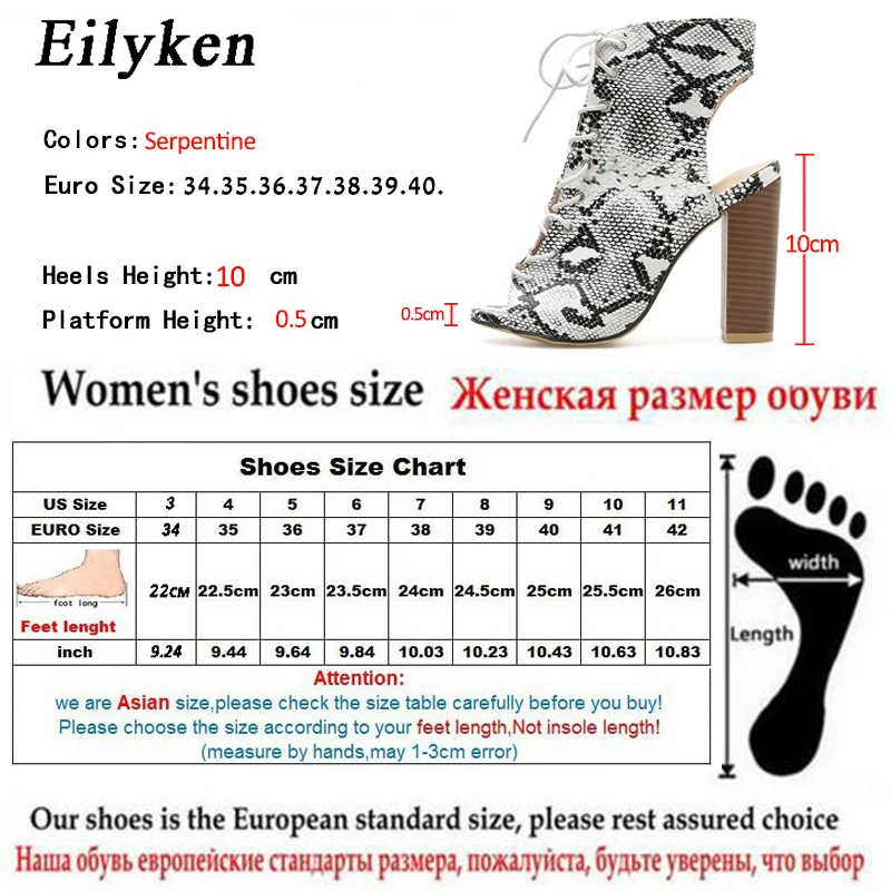 Женские сапоги под змеиную кожу EilyKen новые модные ботинки на высоком квадратном