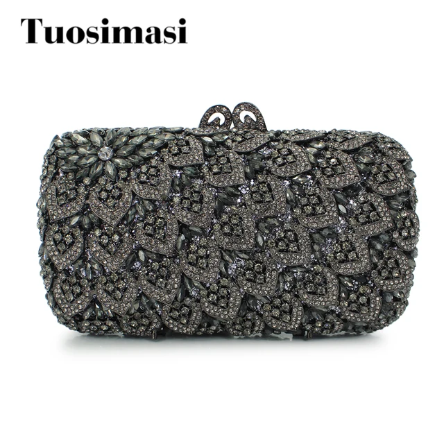 Women Clutch Fashion Las Flower Clutches Bags Female Small Women Clutch Fashion Las Flower Clutches Bags Female Small Crystal Wedding Purses Handbags Party Black
