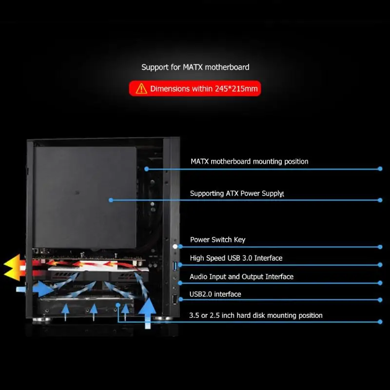 Jonsbo C2 Алюминиевый Чехол для компьютера настольный ПК Шасси для Mini ITX microATX для 170*170 мм/245*215 мм материнская плата черный/серебристый