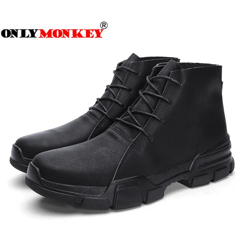 ONLYMONKEY/Мужская туристическая обувь с высоким берцем, резиновая подошва, нескользящая спортивная обувь, уличные высококачественные кожаные водонепроницаемые походные кроссовки для мужчин