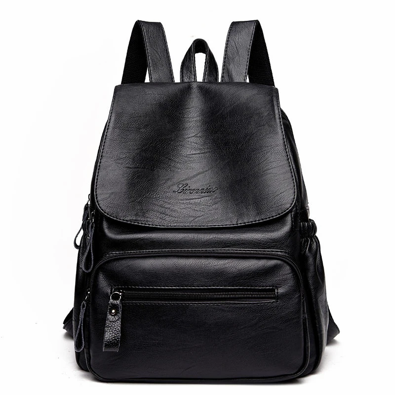 Leather Backpack Women Large School Bag Backpacks For Teenager Girl Fashion Solid Backpacks