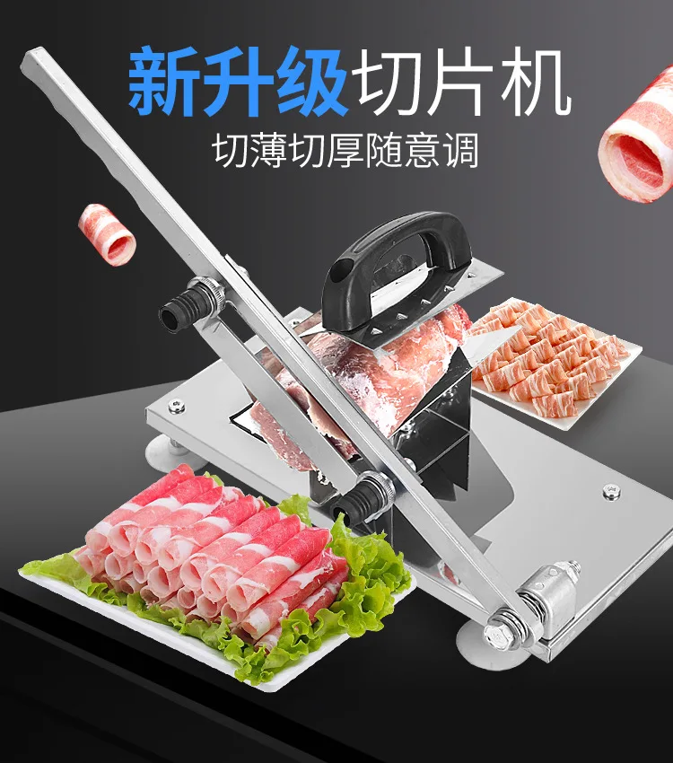 

Stainless Steel Manual Meat Slicer Adjustable Thickness From 0.3-15mm Commercial Manual Meat Cutter Beef Mutton Rolls Cutter