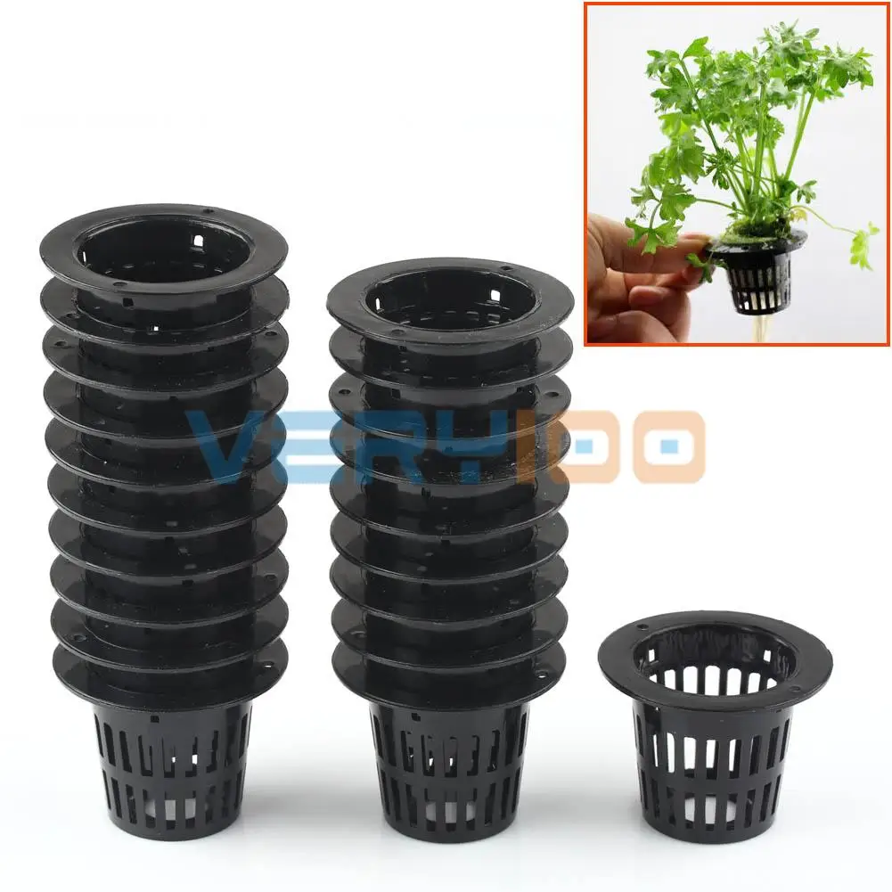 10pcs Mesh Pot Net Cup Basket Hydroponic Plant Grow Clone Kit Hanging