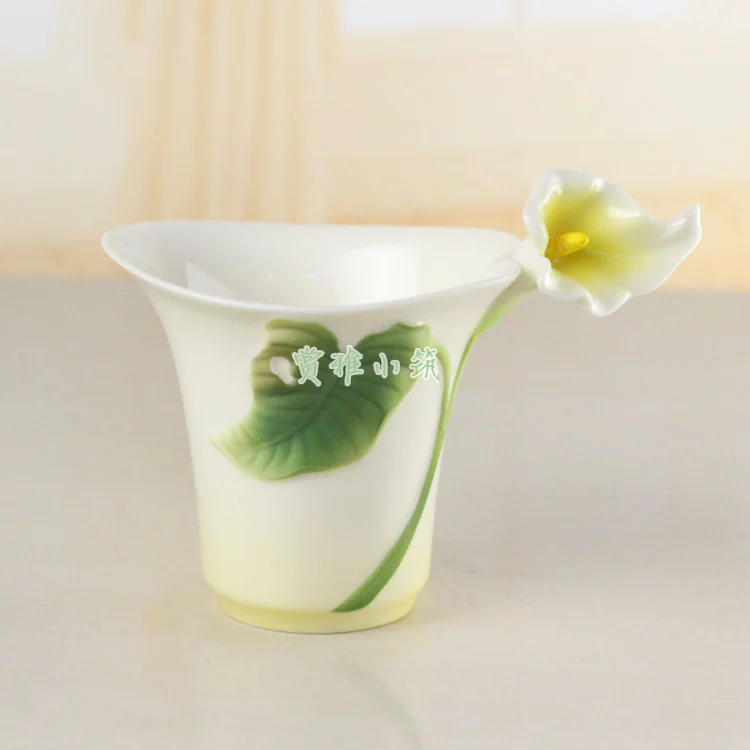 Керамическая кофейная чашка Calla Flower из костяного фарфора фарфоровые цветные