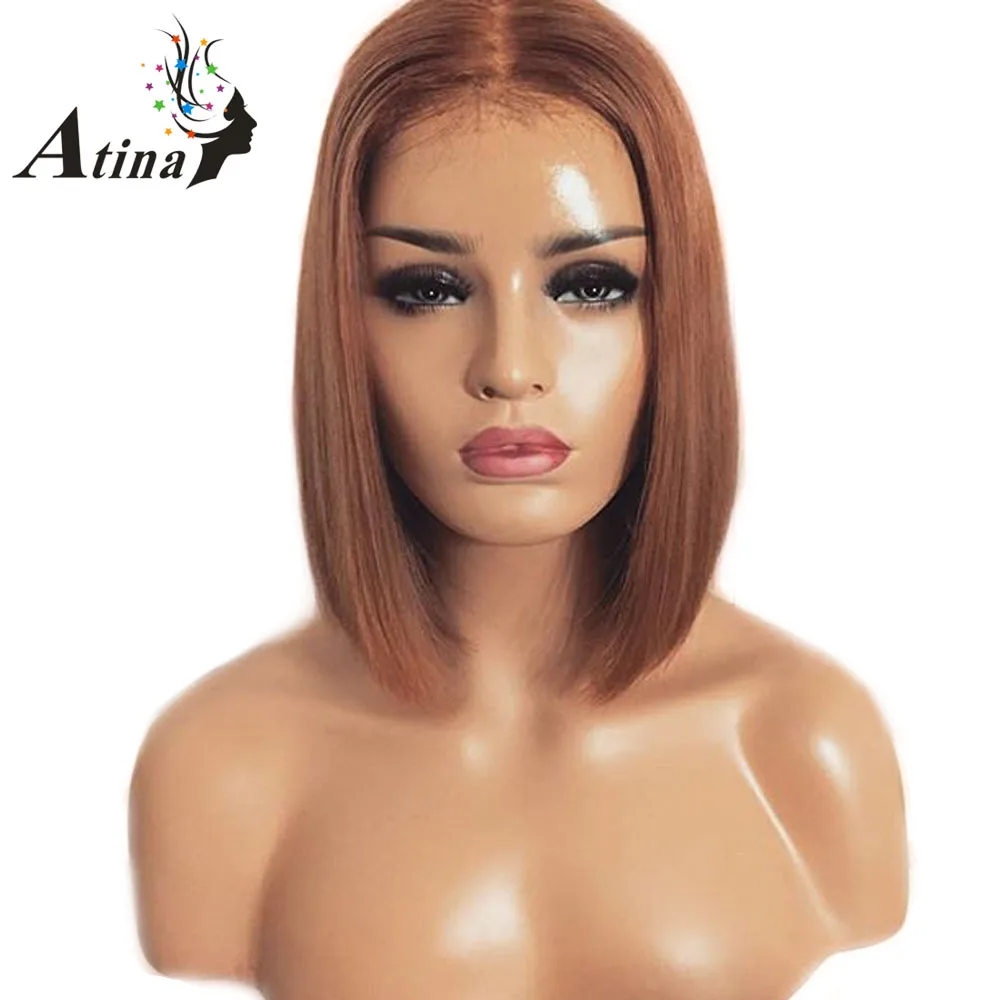 

# 27 Honey Blonde Short Bob Lace Wigs Natural Hairline 150% Density Remy Human Hair Lace Front Wigs for Women Atina Lace Wig