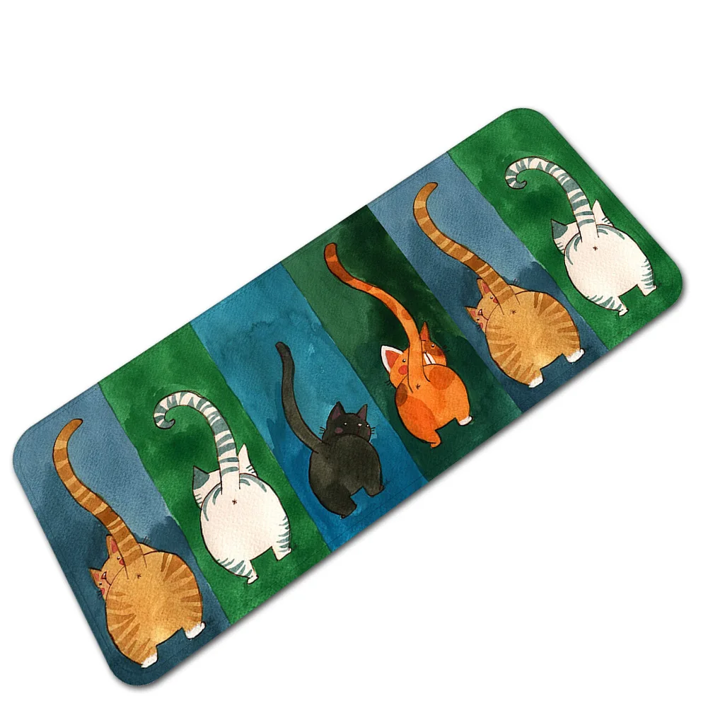 Cat Mat Long Kitchen Carpet Flannel Living Room Carpet Floor Mat Home Entrance Doormat Absorbent Bedroom Bedside Carpet Mats Kitchen Rug - Цвет: Cat Mat