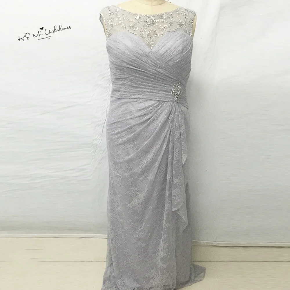 Zilver Lange Mermaid Moeder van de Bruid Lace Jurken Elegante Avondjurk V Terug 2017 Bruiloft Jurken Vestidos Madrinha Zilver Lange Mermaid Moeder van de Bruid Lace Jurken Elegante Avondjurk V Terug 2017 Bruiloft Jurken Vestidos Madrinha